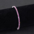 wholesale S925 Sterling Silver Sweet Peach Pink Moissanite Tennis Bracelet 3/4/5mm Colorful Bracelet High-end-0-4
