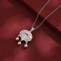 wholesale 990 Sterling Silver Peace Lock Necklace for Babies and Children, Pure Silver Longevity Lock Pendant for Girls, Infant Full Moon and First Birthday Gift-0-2