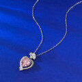 wholesale S925 Sterling Silver 10*10mm Heart-shaped Morganite Pink Pendant Necklace for Women, Classic and Simple Fashion Style-0-2