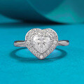 wholesale S925 Sterling Silver 6*6mm Heart-Shaped White Diamond Ring Women'sIns-0-0