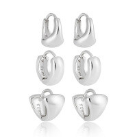 wholesale S925 Sterling Silver Smooth Irregular Ear Clasp Women's Minimalist Style Niche Original Ins Temperament Silver Earrings-EA819/18K Gold [Sold by piece]  925 Silver