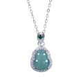 S925 Silver Guatemalan Blue Jadeite Gourd Pendant-0-3
