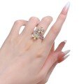wholesale 925 Silver New Style High Carbon Diamond Drop 3*5 Flower Light Yellow and White Diamond European and American Popular Ring-0-4