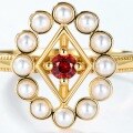 wholesale 925 Silver Gold-Plated, New Japanese Light Luxury Style Garnet Ring Exquisite Retro Shell Pearl Ring Wholesale-0-3