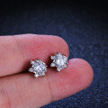 Sterling Silver Snowflake Earrings with Moissanite for Women-0-2