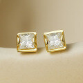 wholesale S925 Sterling Silver New Popular Square Moissanite Stud Earrings for Women, Versatile and Wholesale-0-0