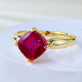 wholesale S925 Gold-Plated Metal, 7*7 Pigeon Blood Red Sugar Loaf Ring, Cross-Border AliExpress Best-Seller-0-1