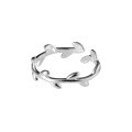 wholesale S925 silver open ring Korean style olive branch literary and fresh women's leaf ring finger ring tail ring J0504-0-3