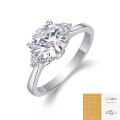 Metal Material Fashion Silver Non-Fading Moissanite Luxury Ring, Custom Processing for Cross-Border Niche Premium Sales-0-7