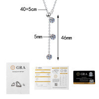 S925 Sterling Silver Moissanite Adjustable Fringe Choker Necklace-1.5-carat moissanite  925 silver