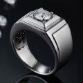 wholesale S925 Sterling Silver Wide Face Bold Men's Ring 1 Carat Diamond Moissanite Wedding Band Wholesale-0-2
