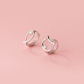 wholesale S925 silver minimalist diamond-inlaid cat and fish asymmetrical ear clips, summer fresh earrings M02479-0-0