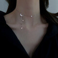 wholesale 925 Sterling Silver Star and Moon Necklace New Trendy Simple Star Moon Ins Tassel Chain-0-2