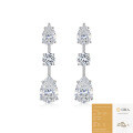 Sterling Silver Pear-Shaped Moissanite Long Elegant Earrings Wholesale-0-7