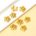 wholesale Gold-plated Silver Antique Flower Bead Cap, S925 Sterling Silver Gold-plated 9mm Spacer, Vintage Gold Components for DIY Bracelet Bead Stringing-0-3