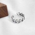 wholesale S925 sterling silver 1016 Korean version ring, ins designer vintage distressed artistic thick chain open ring-0-2