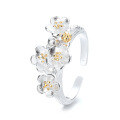 wholesale S925 sterling silver pastoral minimalist simple plum blossom open ring luxury trendy personality ring-0-4