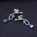 wholesale S925 Sterling Silver Secret Garden Designer Butterfly Earrings, Natural Style with Genuine Topaz-0-1