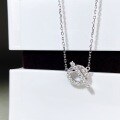 wholesale S925 Sterling Silver Women's Pig Nose Pendant Full Diamond O-Shaped Necklace Minimalist High-End Collarbone Chain Direct Factory Wholesale-0-1