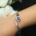 wholesale 925 Silver Bracelet with High Carbon Diamond, Royal Blue Pear Cut, Exquisite and Versatile Jewelry for Women-0-3