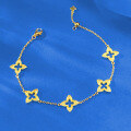 wholesale S925 Silver Jewelry Style Five-Flower Clover Bracelet with Gold Trim and Diamond Inlay, Cross-Border Edition for Xiaohongshu Live-0-1