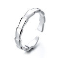 wholesale S925 Sterling Silver Korean-style Light Luxury Bamboo Open Ring, Minimalist Design, Trendy and Versatile Women's Ring-0-4