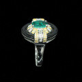wholesale 925 Silver Gold-Plated Ring with High Carbon Diamond Muzo Green Oval Enamel Art Deco Exquisite and Versatile Women's Ring-0-3