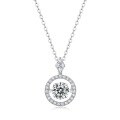 wholesale S925 Sterling Silver Moissanite Touch Pendant Necklace for Women with Chain, Gift Accessory, Light Luxury High-End Feeling Necklace-0-4