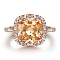 wholesale S925 silver square zircon ring, cross-border style, tarnish-resistant women's diamond ring set-TL-013 Rose Gold>US Size 7#