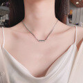 wholesale S925 Sterling Silver Korean Minimalist Style Basic English Rectangular Pendant Trendy Versatile Choker Necklace-0-2