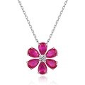 wholesale S925 Silver Camellia Necklace for Women, Ruby Daisy Flower Collarbone Chain, Daily Korean Style Versatile HW Full Diamond Chain Wholesale-0-4