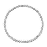 Sterling Silver Hip-Hop Style Men's Cuban Chain Necklace with Moissanite.-584 moissanite beads  45cm