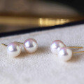 wholesale 18K Gold Set with Natural Seawater Pearl Earrings for Women, Elegant and Simple, Versatile for Commuting, Imported Japanese Akoya-0-2