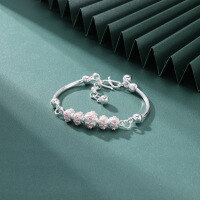 wholesale S990 Sterling Silver Japanese Korean Style New Floral Begonia Pattern Bracelet for Women, Fresh and Elegant, Factory Wholesale-Fashion Bracelet S990 Silver