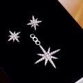wholesale S925 Sterling Silver Trendy Adjustable Asymmetric Octagram Full Diamond Cross Earrings with Fringe AB Style Ear Jewelry-0-2