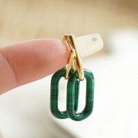 wholesale S925 Sterling Silver Red Elk Green Acrylic Geometric Metal Ear Clasp Minimalist Style Earrings Luxury High-End Accessories-BE0144-Gold 925 Silver