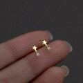 wholesale S925 Sterling Silver Korean-style Star Single Diamond Earrings, Lady's Diamond-Studded Small Fresh Starry Sky Sweet Earrings G7197-0-0