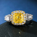 wholesale S925 Silver New Style 7*7 High Carbon Diamond Yellow Diamond High-End European and American Cross-Border Ins Style Ring-0-1