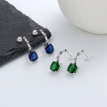 wholesale S925 Sterling Silver Trendy Cross Pattern Blue-Green Zircon Earrings, Light Luxury Style, Personality Fashion, and Elegant Ear Accessories-0-0