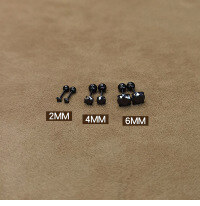 wholesale S925 Sterling Silver Exquisite Niche Design Ear Cartilage Stud New Four-Prong Black Diamond Threaded Earring M05996-S925 silver pair 2MM 925 silver