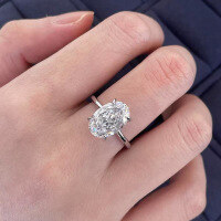 wholesale S925 Silver Four-Prong Setting 9*13mm Pigeon Egg Diamond Ring for Proposal and Engagement, Gift for Her-R1436 White Diamond No.7