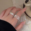 wholesale S925 Sterling Silver Unique Hollow Open Ring for Women, Minimalist Korean Style with Intricate Craftsmanship-0-4