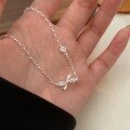 wholesale S925 Sterling Silver Bow Bracelet for Women, Minimalist and Dainty Small Fresh Style Delicate Best Friend Jewelry, Korean Version-0-5