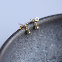 wholesale 9K Gold Small Knot Ball Cute Bow Student Style Small Ear Studs-9K gold one price