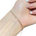 Sterling Silver Tiny Cubic Zirconia Square Charm Bracelet for Women-0-3