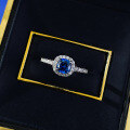 wholesale S925 Silver New Simulated Royal Blue 6*6mm Wide Square Ring for Women, Simple Engagement Ring-0-3
