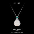 Sterling Silver White Chalcedony Ice-Transparent Buddha Pendant Necklace, Women's 2025 New Delicate Collarbone Chain-0-4