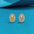 wholesale S925 Silver Gold-Tone Oval Iris Flower Fully Set with Zircon Earrings Vintage Xiaohongshu Live Broadcast-0-2