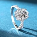 S925 Silver Oval Moissanite Engagement Ring, One Carat Women's Wedding Band-0-2