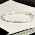 wholesale 9999 Pure Silver "Prajnaparamita Heart Sutra" Swastika Push-Pull Bangle for Women - Ethnic Retro Fashion Bracelet-0-1